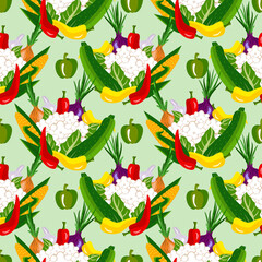 Vector - fresh vegetables from market, seamless pattern.