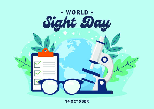Soft blue background of World Sight Day illustration on healthcare icon element. Vector eps 10. Flat style design.