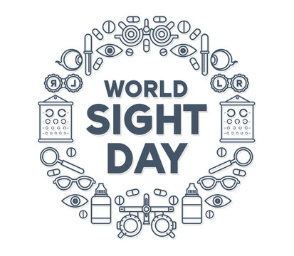 Soft blue background of World Sight Day illustration on healthcare icon element. Vector eps 10. Flat style design.