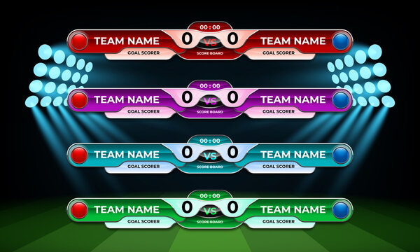 Scoreboard Broadcast Graphic and Lower Thirds Template for soccer and football