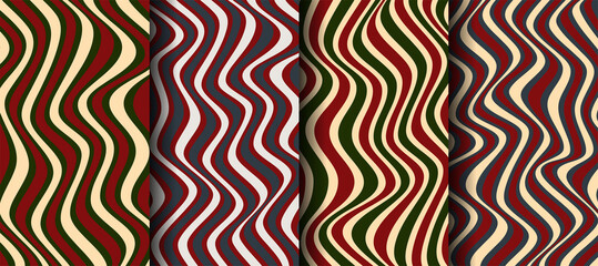 Vector background made of stripes. Christmas Palette.