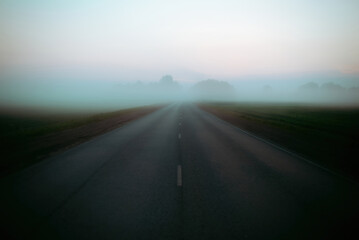 Foggy road in the morning