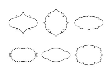 Vector Decorative Linear Frames Set. Vintage Frame Design Elements, Filigree, Decorative Borders, Page Decorations, Dividers Isolated in White