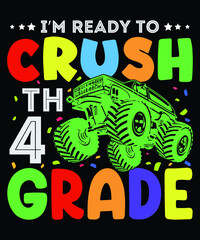 Back to school monster truck t shirt design