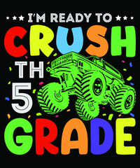 Back to school monster truck t shirt design
