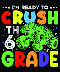 Back to school monster truck t shirt design