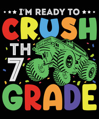 Back to school monster truck t shirt design