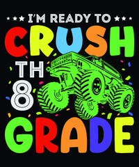 Back to school monster truck t shirt design