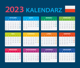 Template vector of color 2023 calendar - Polish version