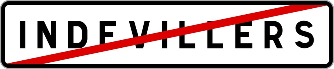 Panneau sortie ville agglomération Indevillers / Town exit sign Indevillers
