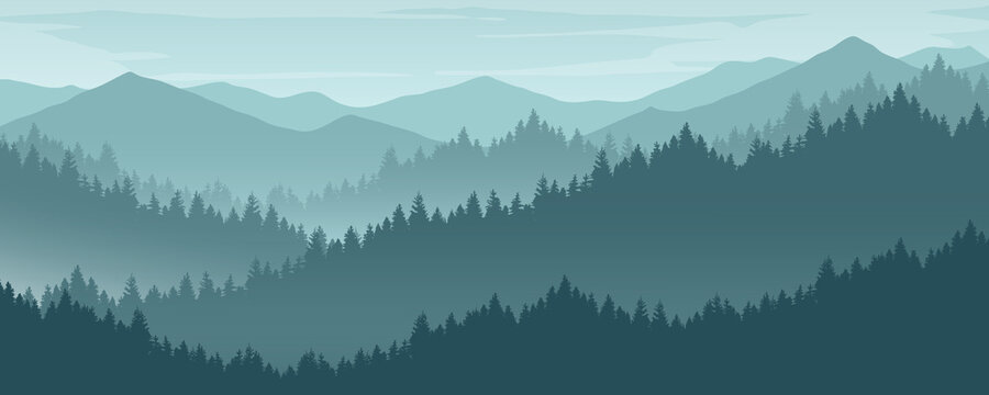 landscape with mountains and fog mountain vector image Templates for designing presentations and posters.