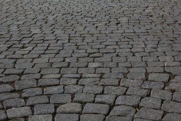 Cobblestone sidewalk in the city center.