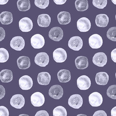 Seamless pattern lilac, purple, gray, no color circles, watercolor stains, soap bubbles on a gray-violet background.