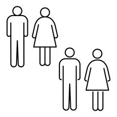 Ikony ludzi. Grafika wektorowa kobieta i mężczyzna. Symbol WC.