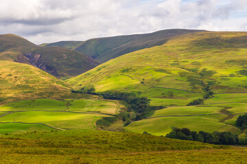 View of the green hills in North UK.