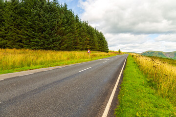 Country, asphalt road in North UK.