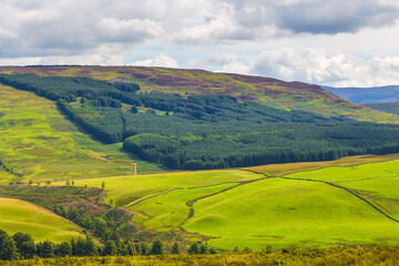 Fototapeta na wymiar View of the green hills in North UK.