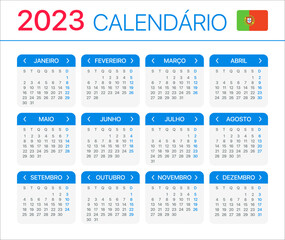 2023 calendar - Portuguese version - Template Vector