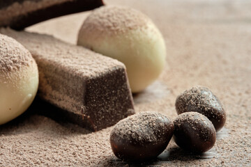 photo detail of the chocolate texture. international chocolate day.