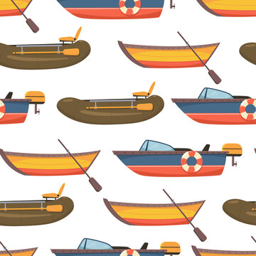 Boats vector cartoon seamless pattern background for wallpaper, wrapping, packing, and backdrop.