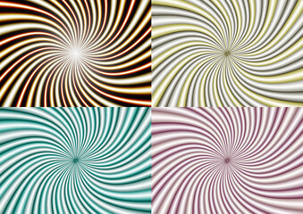 Set of 4 vector spiral backgrounds.