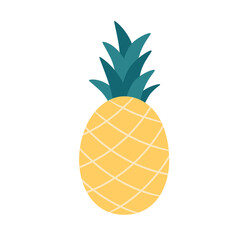 Fresh pineapple. Exotic and tropical fruit. Healthy food. Vector illustration in flat style