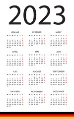 Calendar 2023 year - vector template illustration. Gerrman version