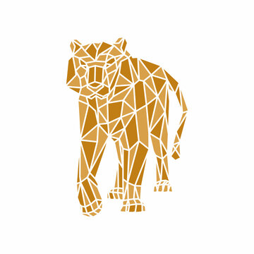 Geometric polygonal tiger logo design vector template