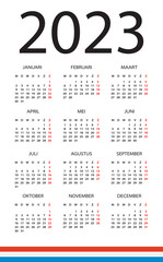 Vector template illustration of color 2023 calendar - Dutch version