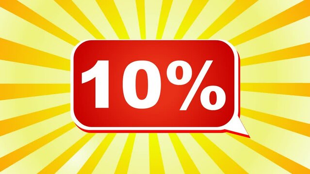 10% Ten percent discount off red rectangle