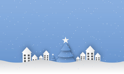 Christmas Winter Landscape With Snowflake Vector Illustration