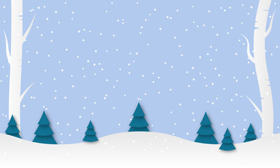 Christmas Winter Landscape With Snowflake Vector Illustration
