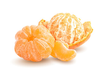 Tasty fresh ripe tangerines on white background