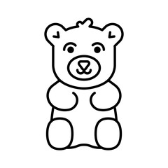 Cartoon cute baby outline teddy bear toy vector illustration