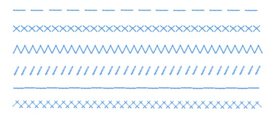 Grundstiche Nähen und Sticken - Vorlage / Anleitung - einfacher Stich, Kreuzstich, Rückstich u.a. - Grafik Zeichen Clipart Sketchnote 