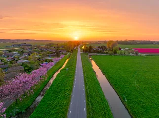 Foto op Canvas Sunset over the Westfriese Omringdijk, The Netherlands. © Alex de Haas