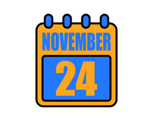 24 November calendar. November calendar icon in blue and orange. Vector Calendar Page Isolated on White Background.