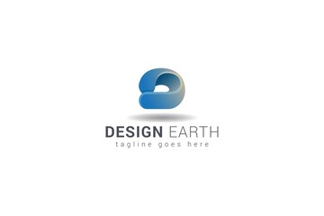 Letter D creative 3d blue colour technological logo
