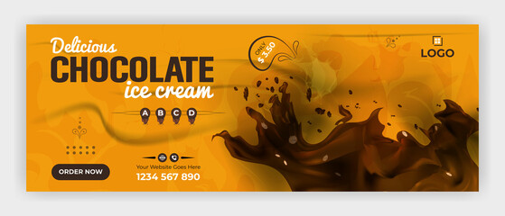 Delicious chocolate social media banner design template for any business