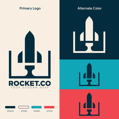 minimalist simple rocket logo design