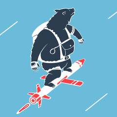 Vector illustration of a Bear on a Rocket