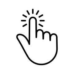 Hand click icon. Clicking finger. hand pointer. Pictogram isolated on a white background. - obrazy, fototapety, plakaty