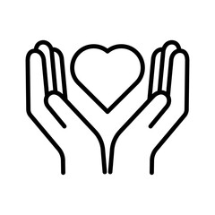 Hand holding heart icon. Heart health care. Pictogram isolated on a white background.