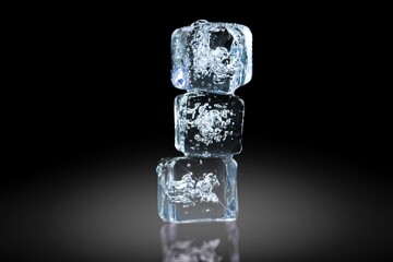 Crystal clear frosty textured natural ice block on surface.