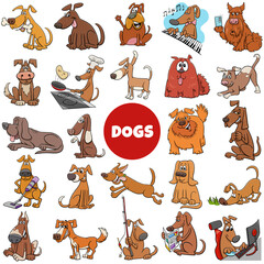 Fototapeta premium cartoon dogs and puppies comic characters big set