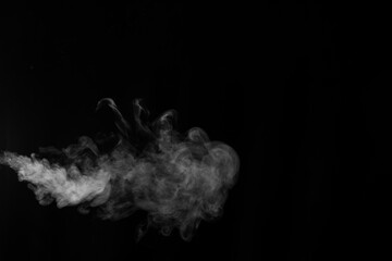 White vapor, smoke on a black background to add to your pictures. Perfect smoke, steam, fragrance, incense for your photos. Create mystical photos. Abstract background, design element