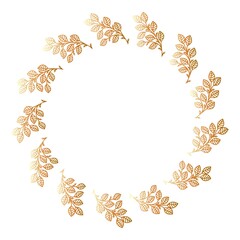 Round vintage leaf frame. Vector. Graphics.