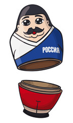 Opened soccer player like Matryoshka doll, Vector illustration