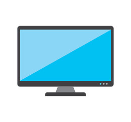 Computer Monitor Isolated Glossy Display Digital Modern Technology Flat Icon