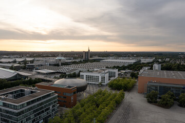 aerial view on hanover city at sunset